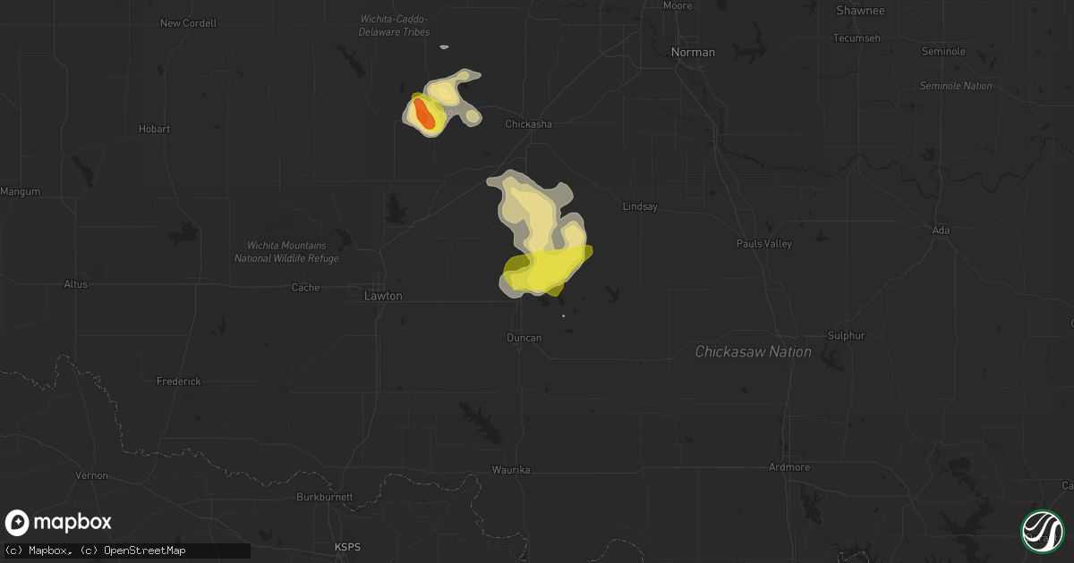 Hail map in Marlow, OK on June 20, 2020