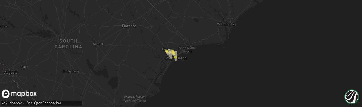 Hail map in Myrtle Beach, SC on June 20, 2020