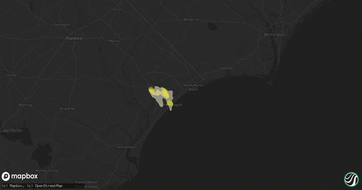 Hail map in Myrtle Beach, SC on June 20, 2020