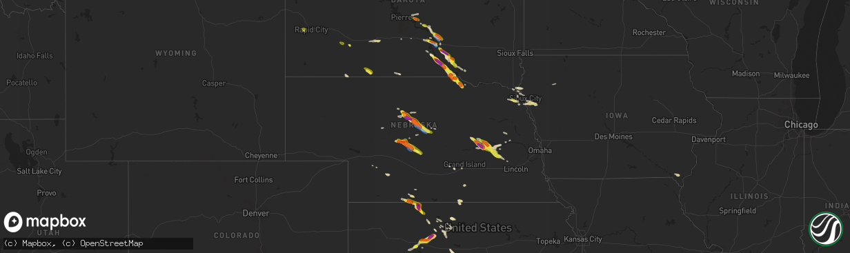 Hail map in Nebraska on June 20, 2020