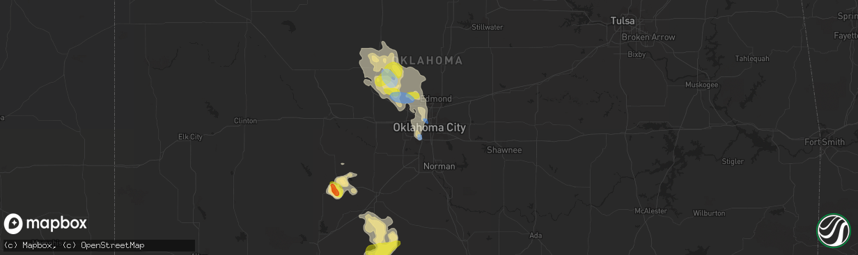 Hail map in Oklahoma City, OK on June 20, 2020