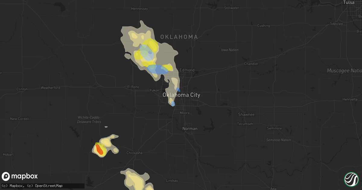Hail map in Oklahoma City, OK on June 20, 2020