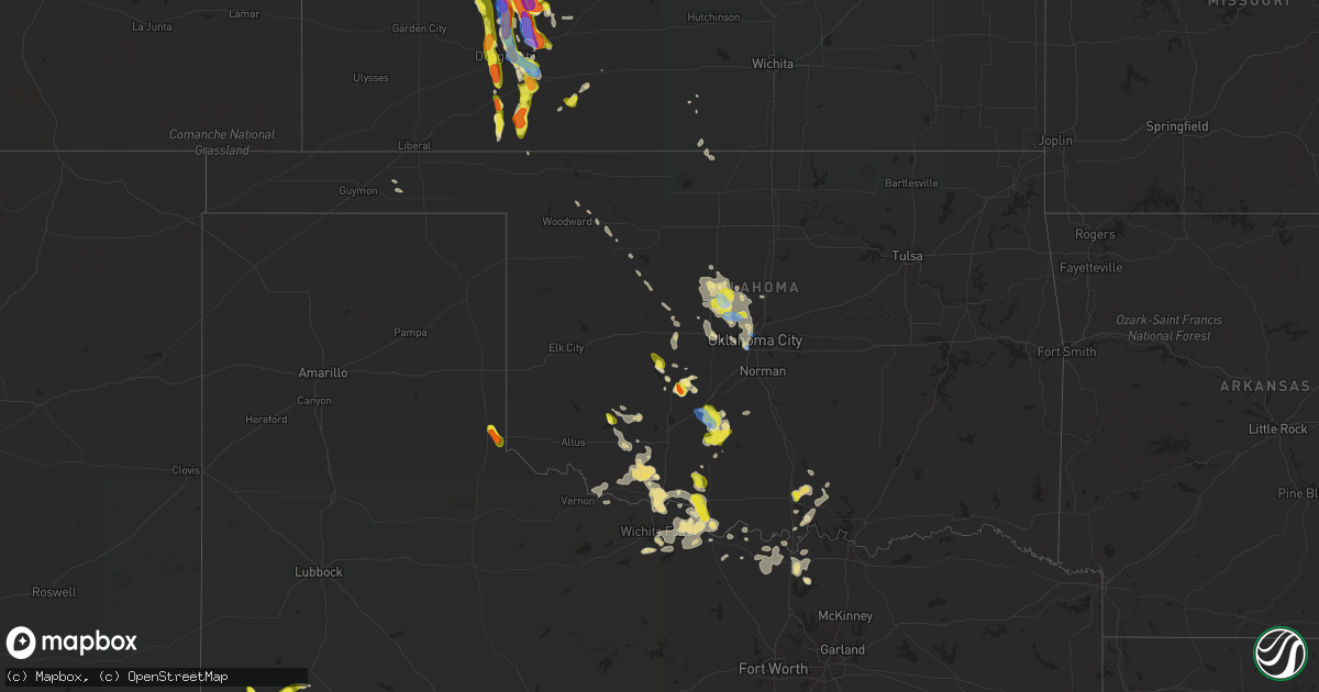 Hail map in Oklahoma on June 20, 2020