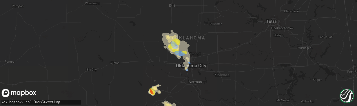 Hail map in Piedmont, OK on June 20, 2020