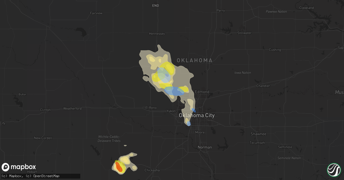 Hail map in Piedmont, OK on June 20, 2020