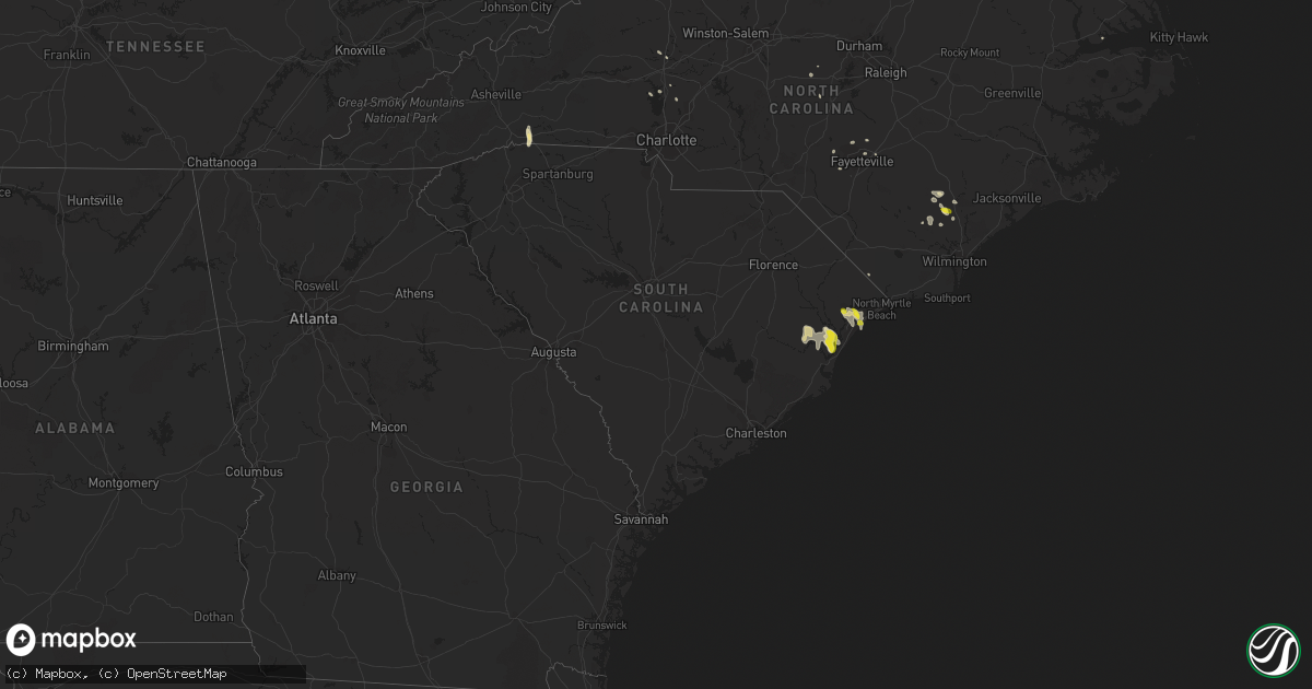Hail map in South Carolina on June 20, 2020