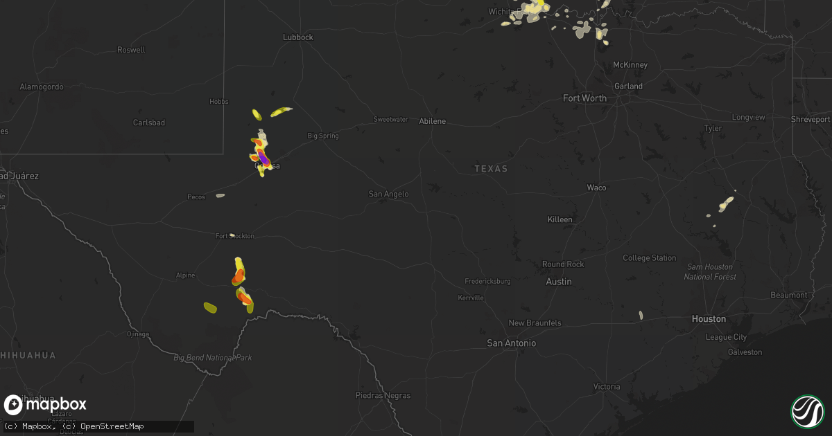 Hail map in Texas on June 20, 2020