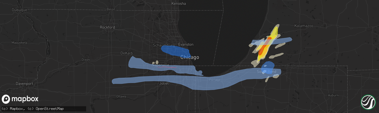 Hail map in Chicago, IL on June 20, 2021