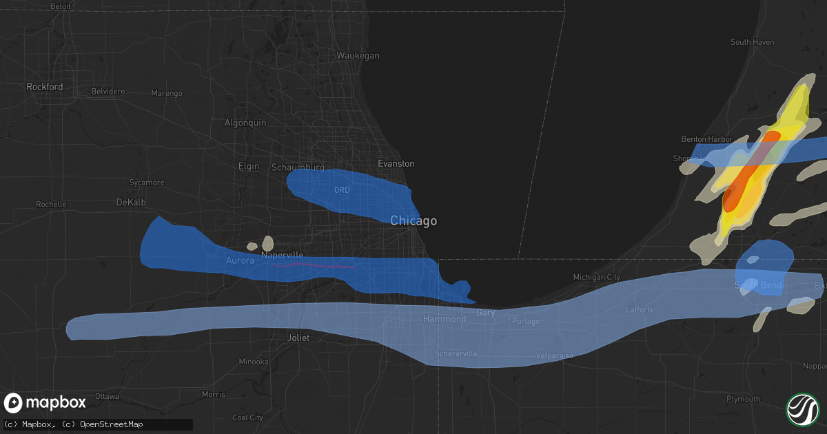 Hail map in Chicago, IL on June 20, 2021