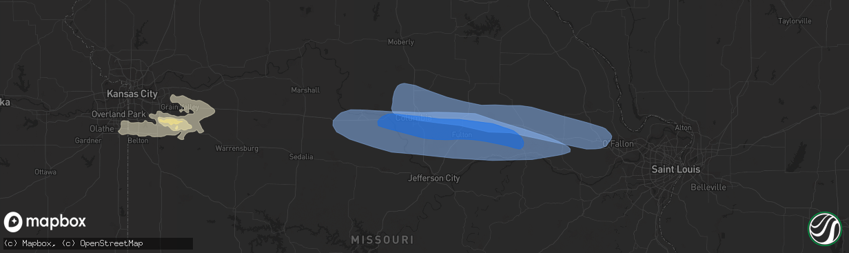 Hail map in Columbia, MO on June 20, 2021