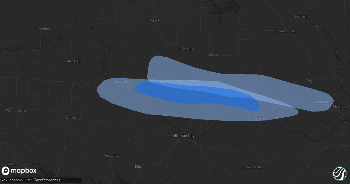 Hail map in Columbia, MO on June 20, 2021