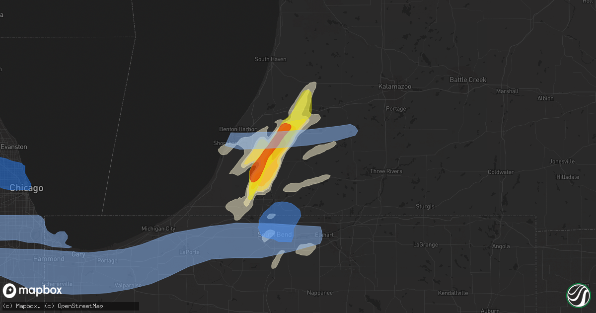 Hail map in Dowagiac, MI on June 20, 2021