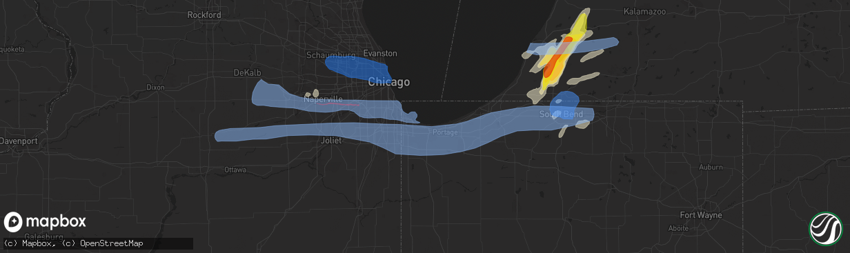 Hail map in Gary, IN on June 20, 2021