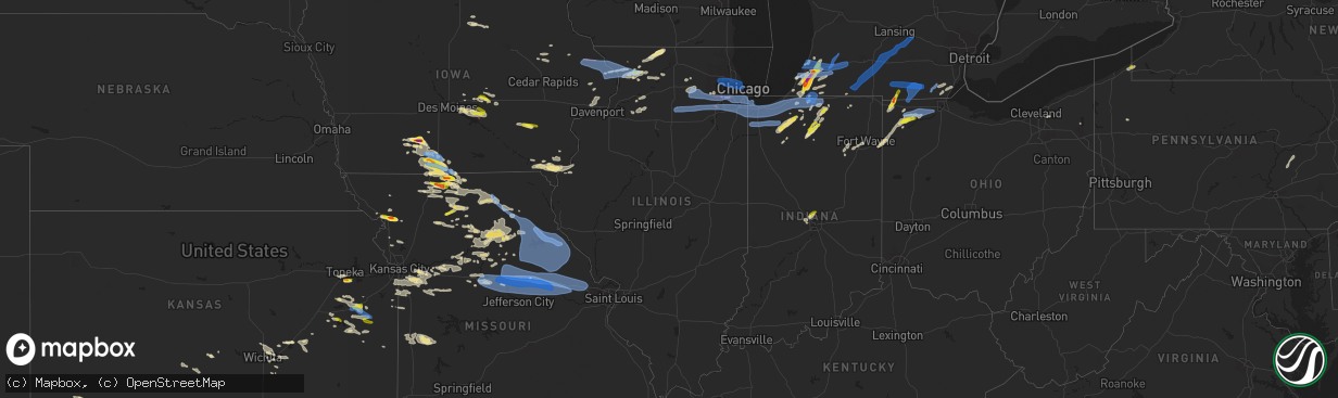 Hail map in Illinois on June 20, 2021