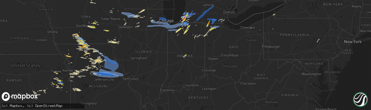 Hail map in Indiana on June 20, 2021