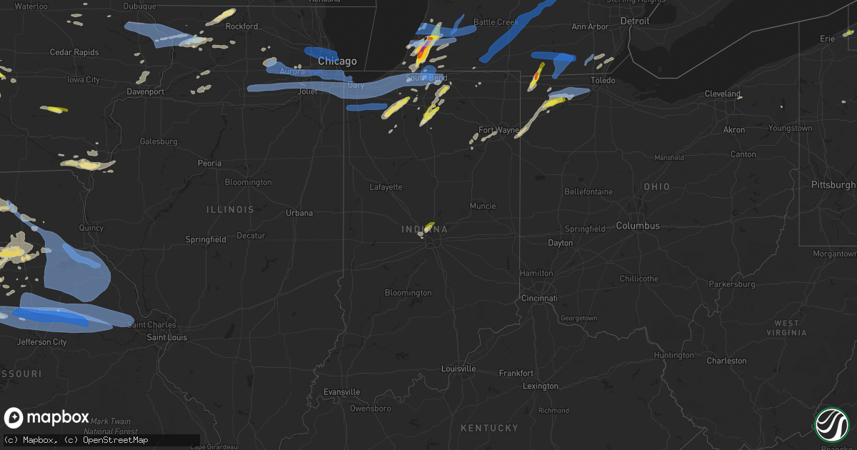 Hail map in Indiana on June 20, 2021