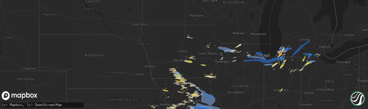 Hail map in Iowa on June 20, 2021