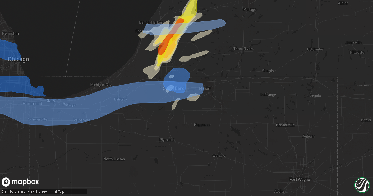 Hail map in Mishawaka, IN on June 20, 2021