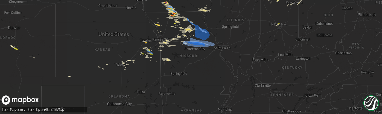 Hail map in Missouri on June 20, 2021