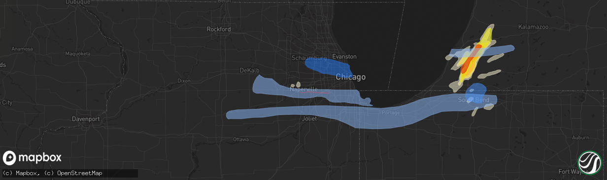 Hail map in Naperville, IL on June 20, 2021