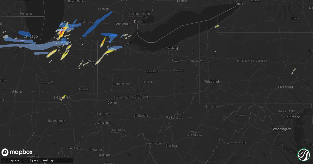 Hail map in Ohio on June 20, 2021