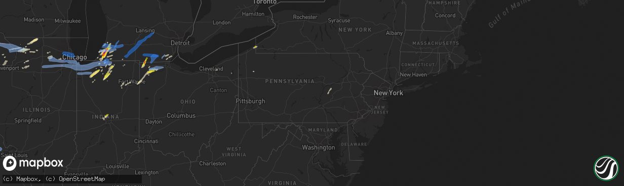 Hail map in Pennsylvania on June 20, 2021