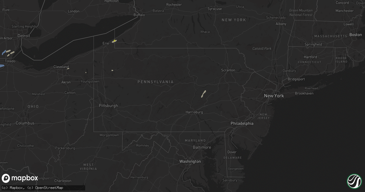 Hail map in Pennsylvania on June 20, 2021