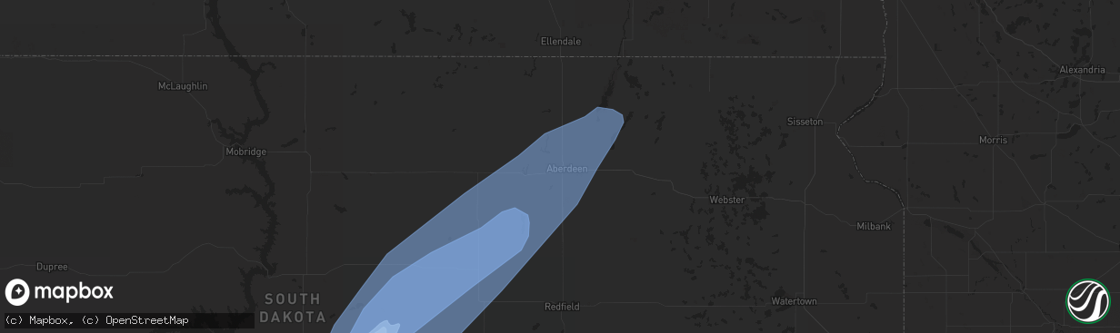 Hail map in Aberdeen, SD on June 20, 2022