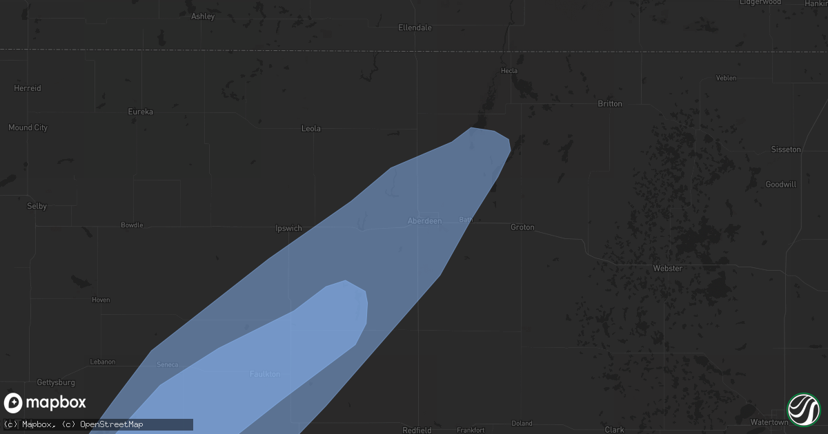 Hail map in Aberdeen, SD on June 20, 2022