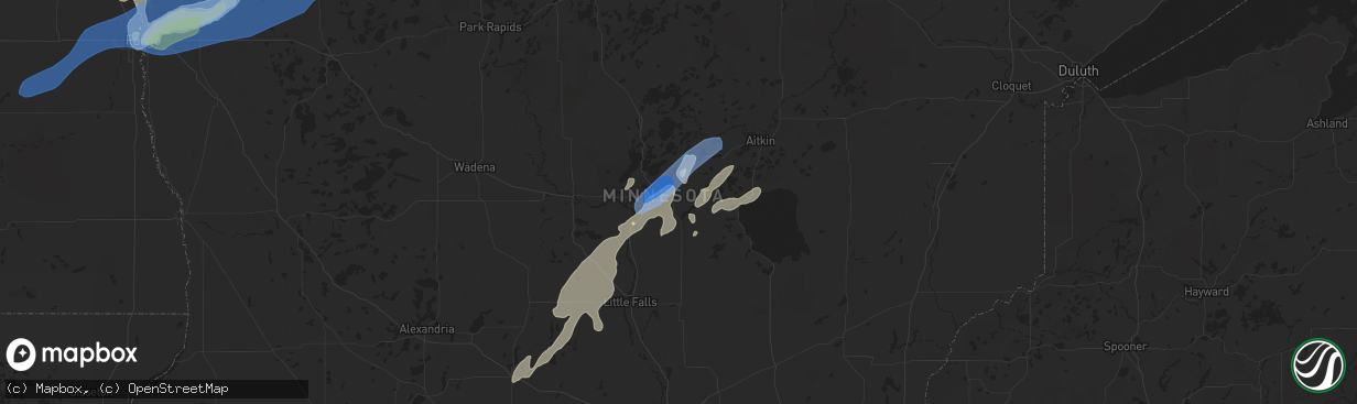 Hail map in Brainerd, MN on June 20, 2022