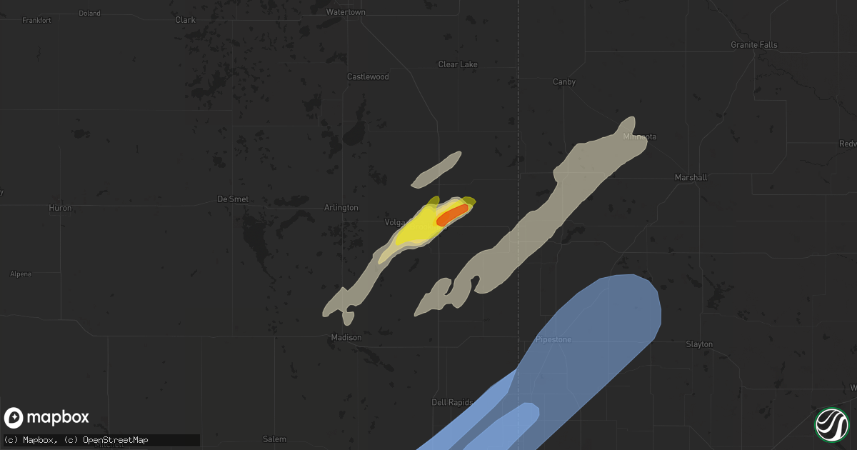 Hail map in Brookings, SD on June 20, 2022