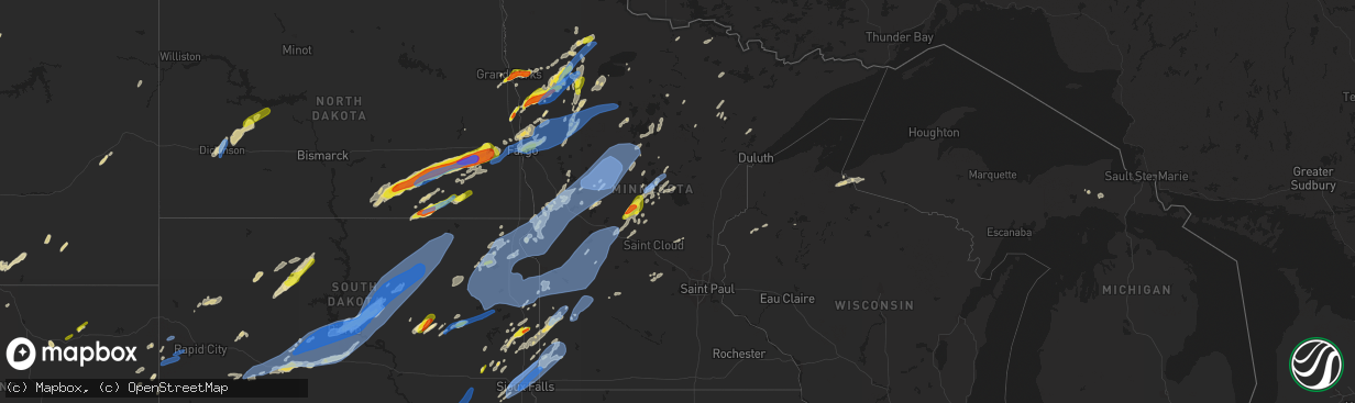 Hail map in Minnesota on June 20, 2022