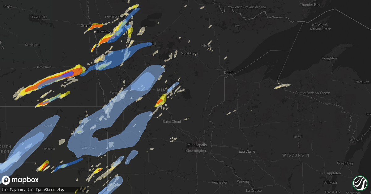 Hail map in Minnesota on June 20, 2022