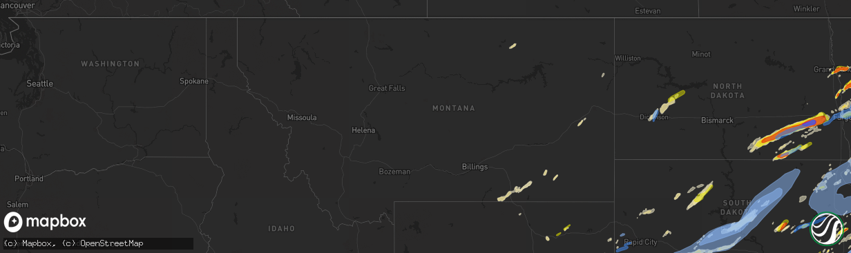 Hail map in Montana on June 20, 2022