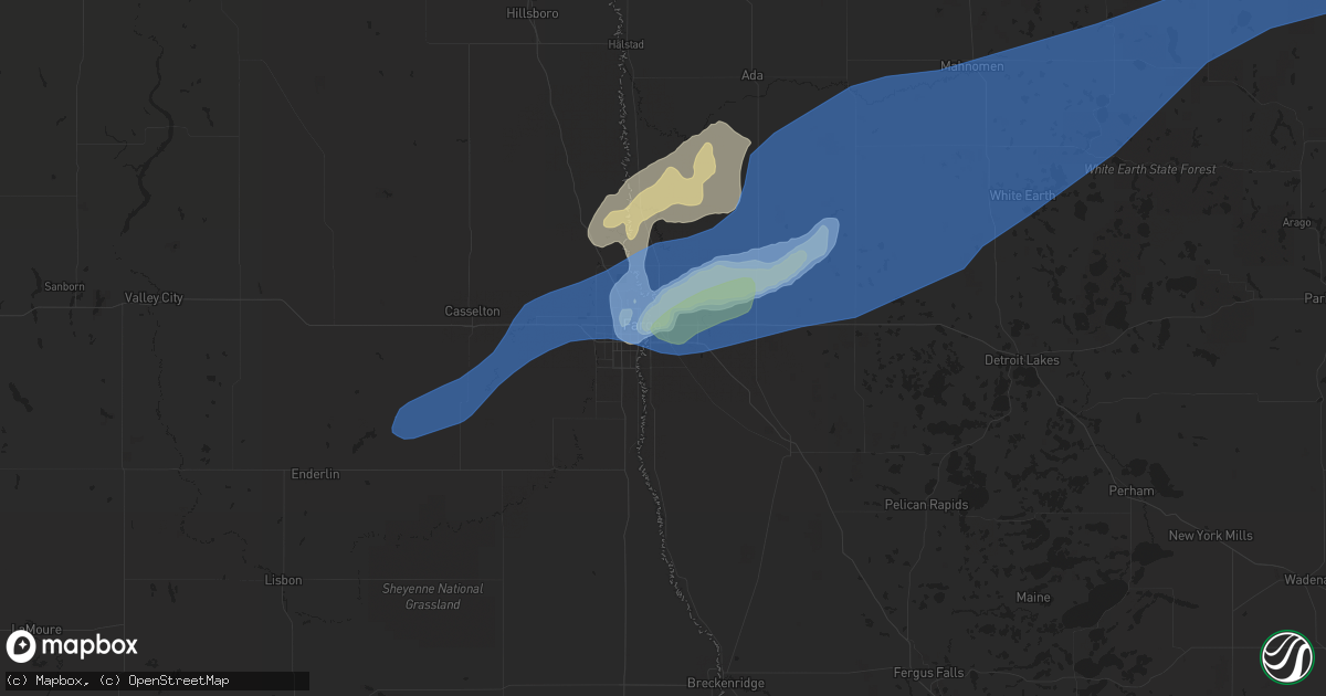 Hail map in Moorhead, MN on June 20, 2022