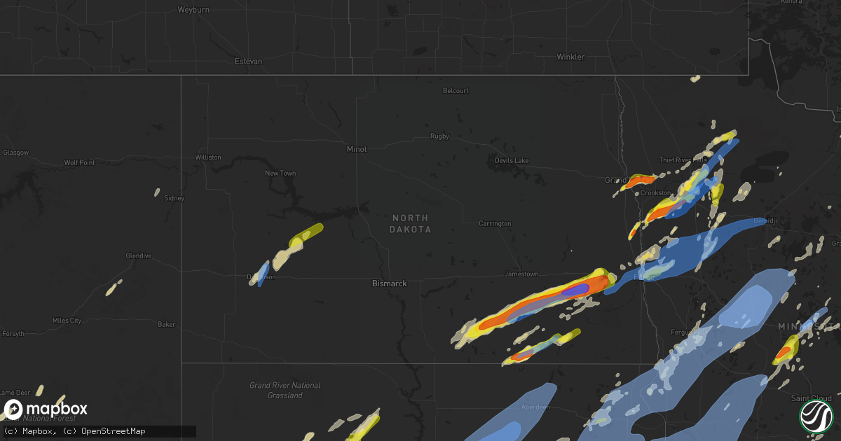 Hail map in North Dakota on June 20, 2022