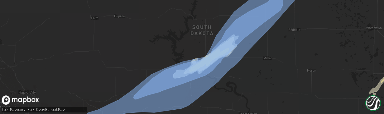 Hail map in Pierre, SD on June 20, 2022