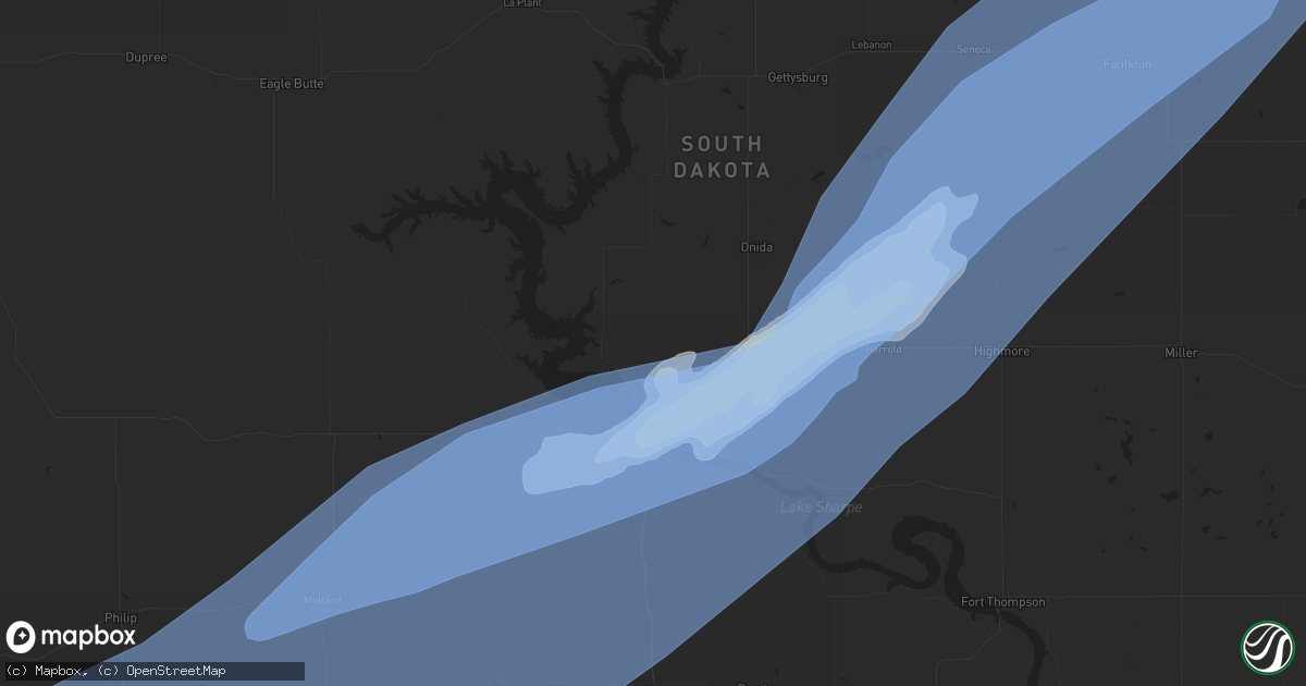 Hail map in Pierre, SD on June 20, 2022