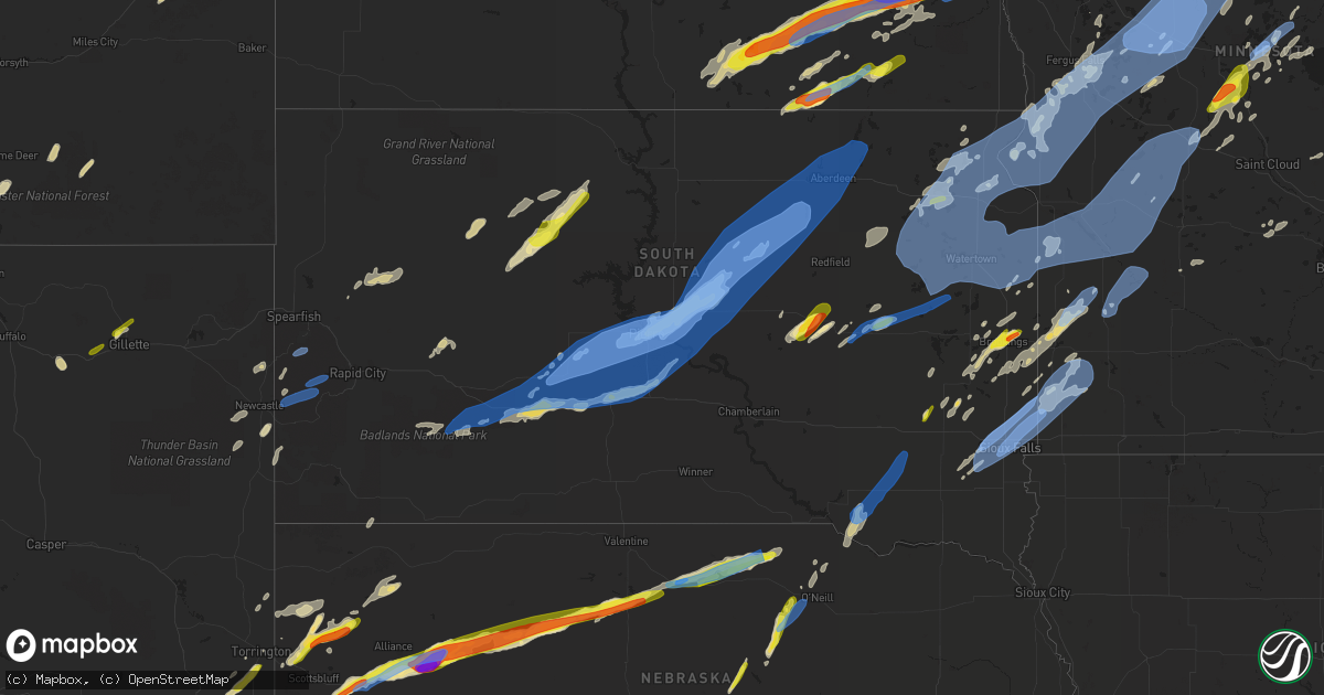 Hail map in South Dakota on June 20, 2022