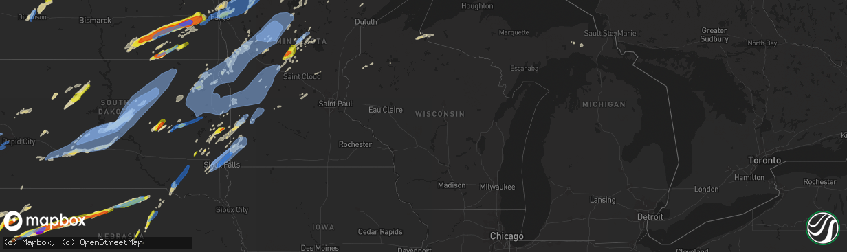 Hail map in Wisconsin on June 20, 2022