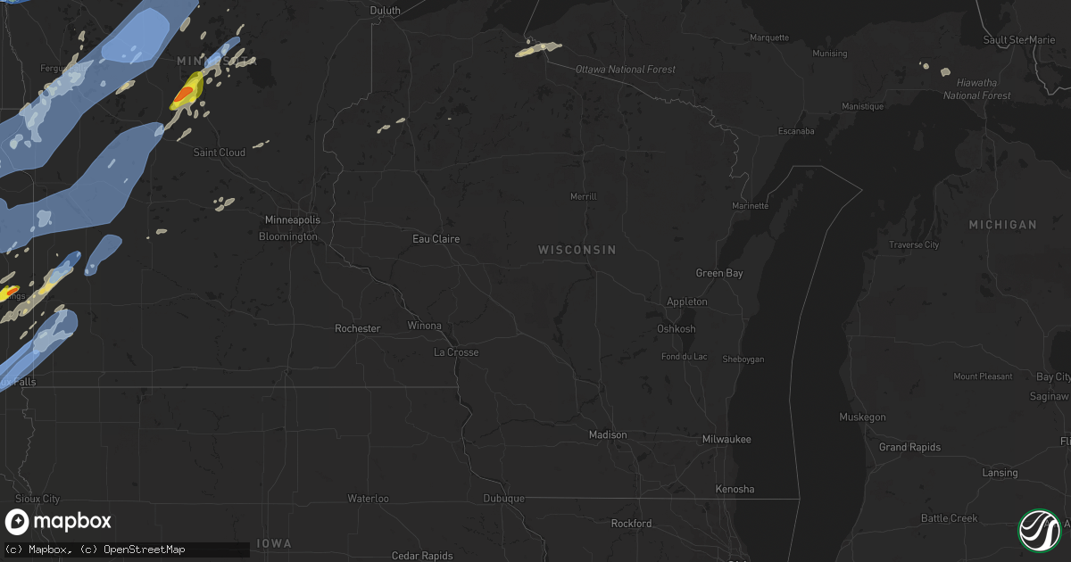 Hail map in Wisconsin on June 20, 2022
