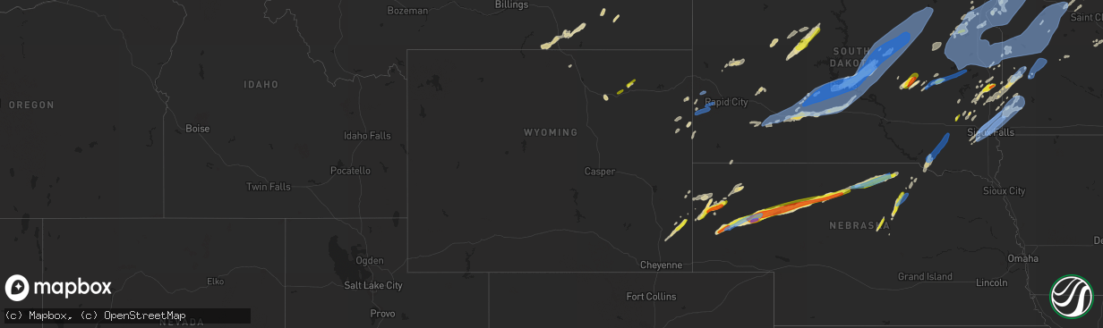 Hail map in Wyoming on June 20, 2022