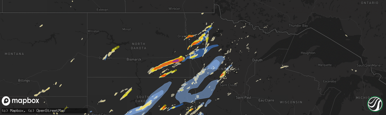 Hail map on June 20, 2022