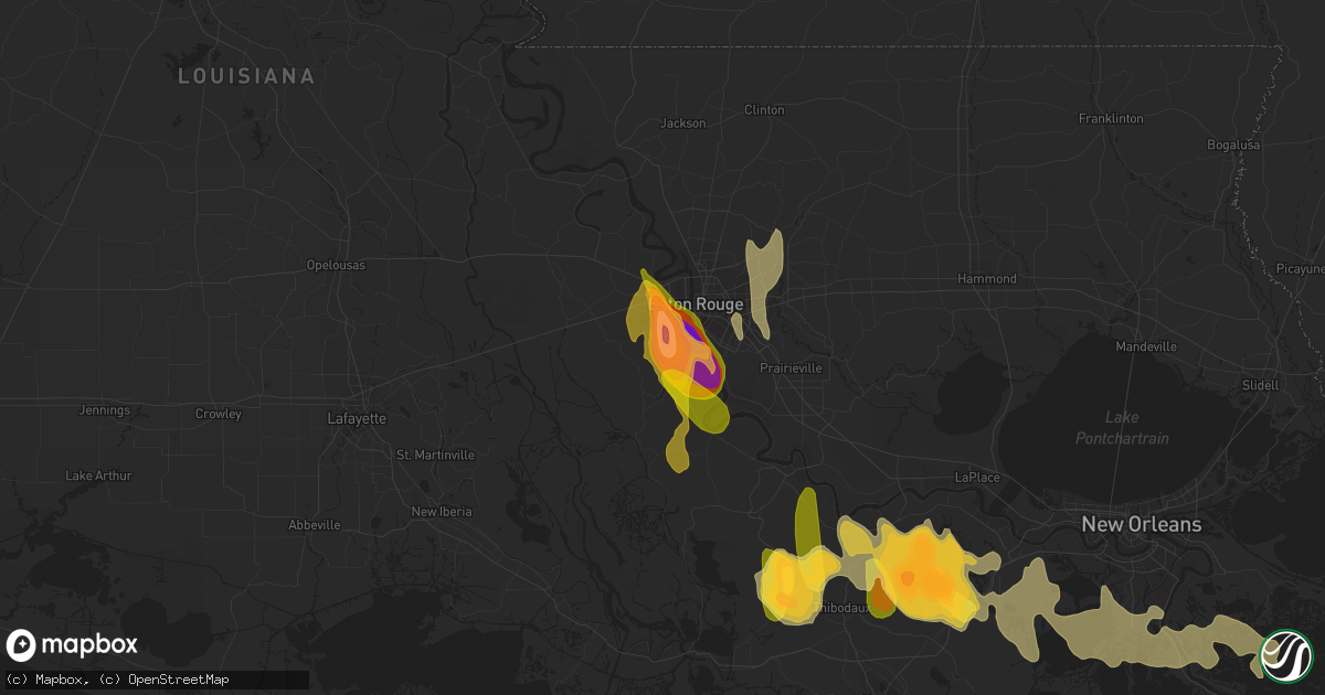 Hail map in Addis, LA on June 20, 2023
