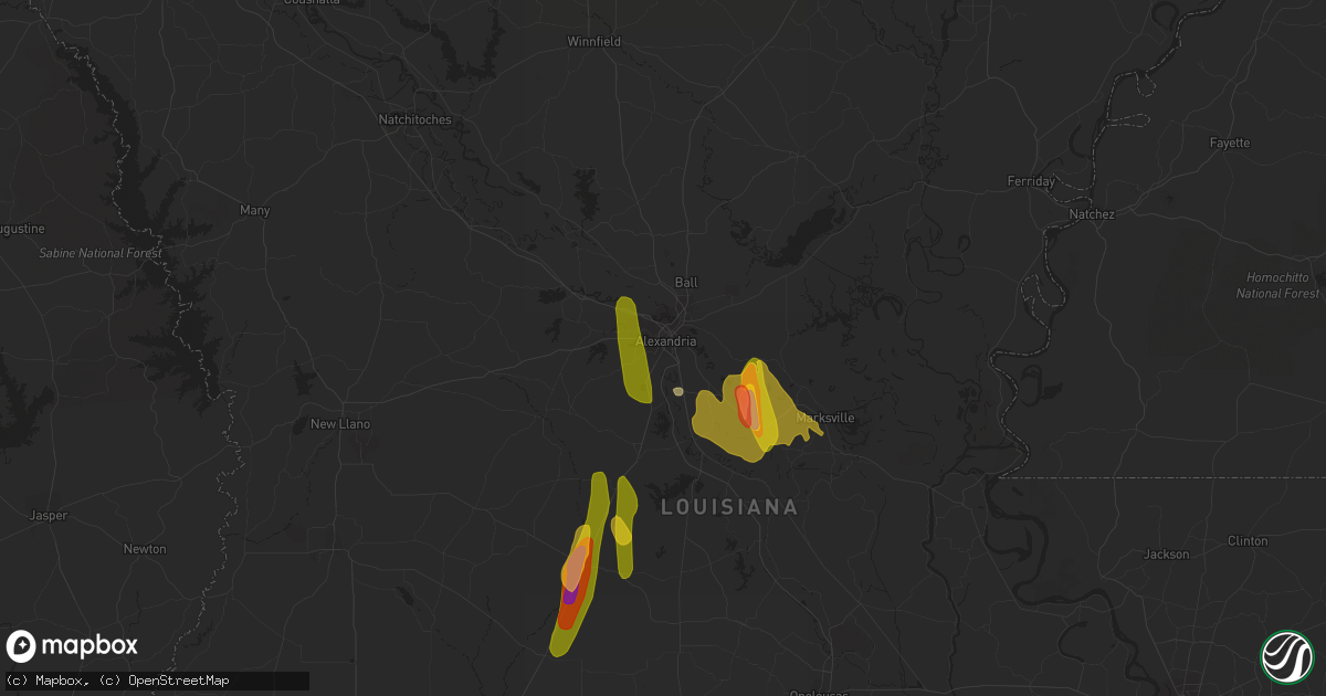 Hail map in Alexandria, LA on June 20, 2023