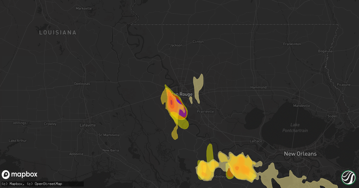 Hail map in Baton Rouge, LA on June 20, 2023