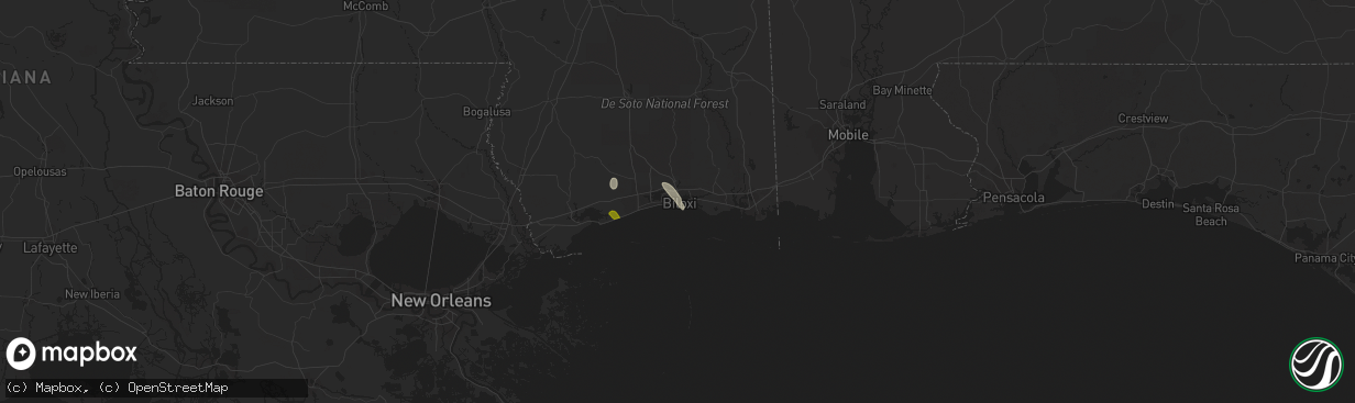 Hail map in Biloxi, MS on June 20, 2023