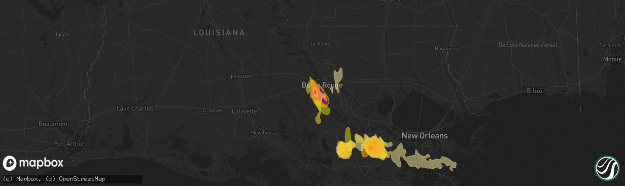 Hail map in Brusly, LA on June 20, 2023