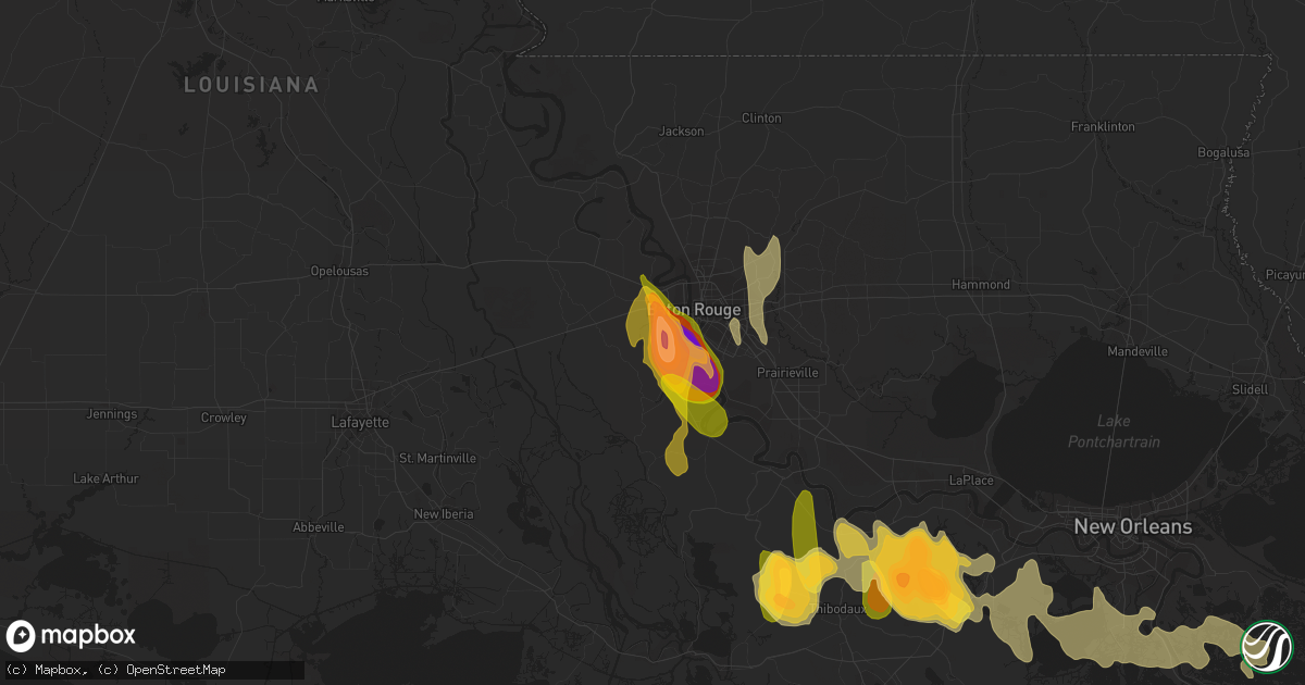 Hail map in Brusly, LA on June 20, 2023
