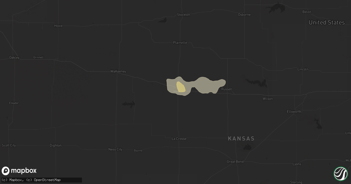 Hail map in Hays, KS on June 20, 2023